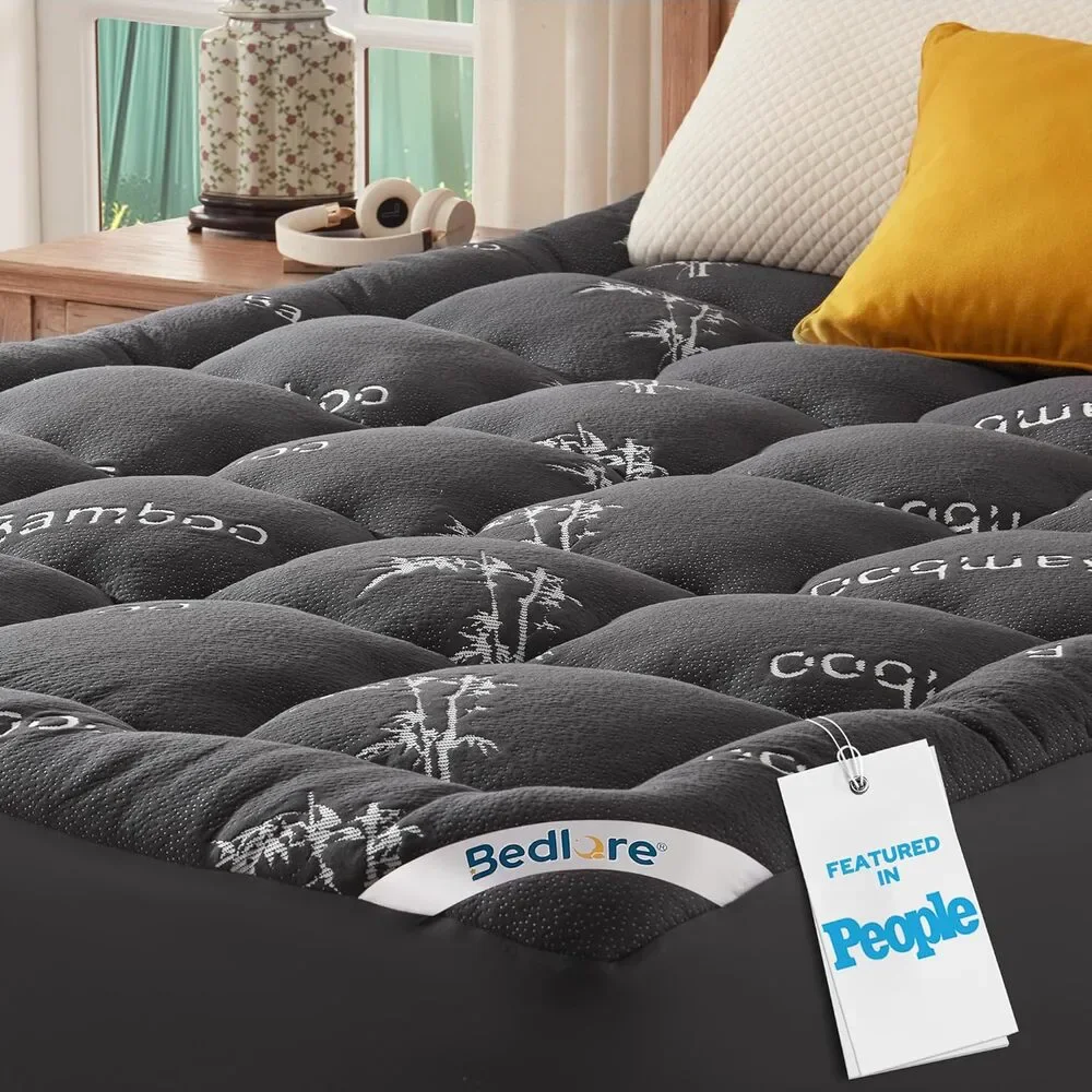 BEDLORE King Mattress Topper Viscose Bamboo, Thick Pillow Top Pad, Fit 6